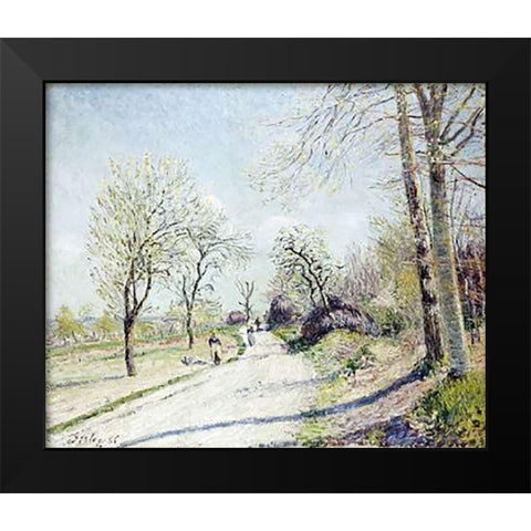 The Road from Veneux to Moret Black Modern Wood Framed Art Print by Sisley, Alfred