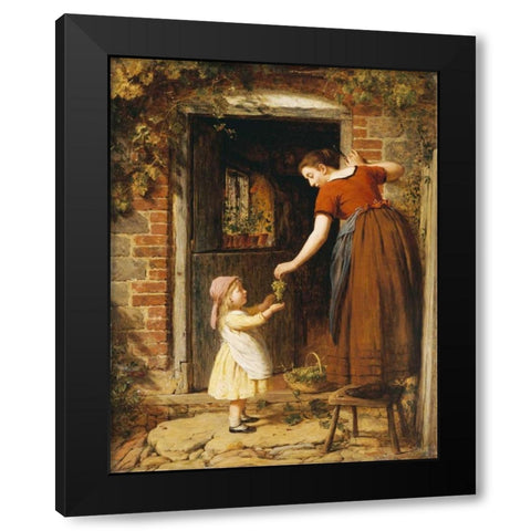 Gathering The Grapes Black Modern Wood Framed Art Print with Double Matting by Smith, George