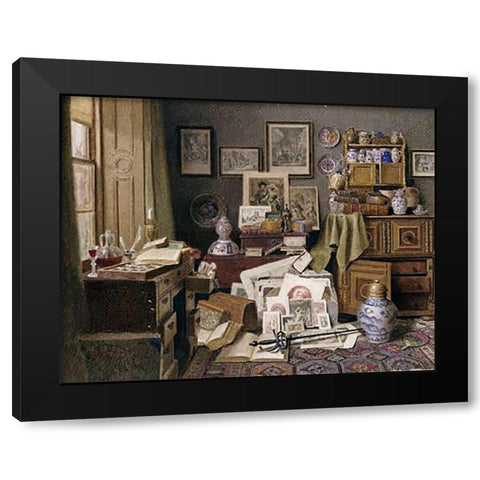 Corner of a Study Black Modern Wood Framed Art Print with Double Matting by Spiers, Benjamin Walter