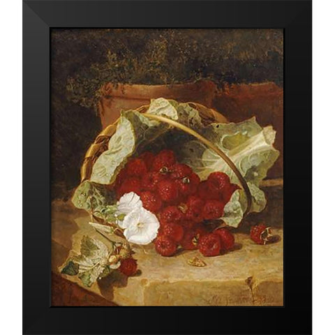 Raspberries Black Modern Wood Framed Art Print by Stannard, Eloise Harriet
