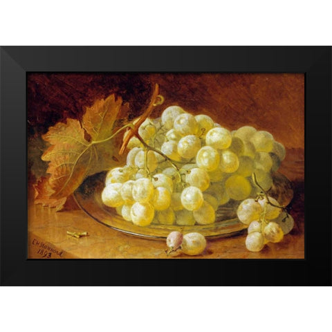 Grapes On a Silver Plate Black Modern Wood Framed Art Print by Stannard, Eloise Harriet