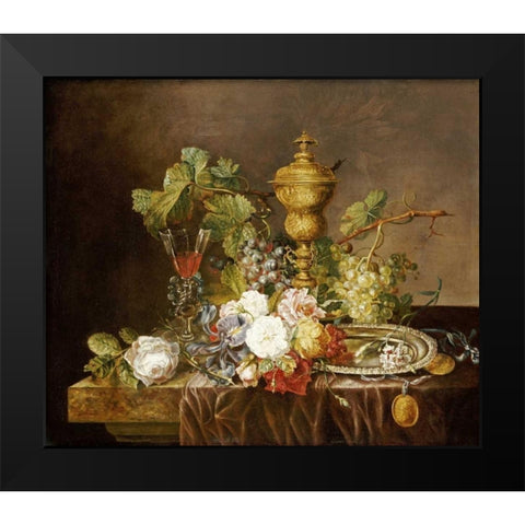 A Still Life With Roses Black Modern Wood Framed Art Print by Stannard, Emily
