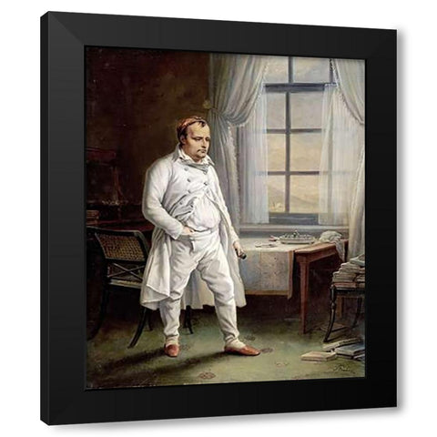 Napoleon On St. Helena Black Modern Wood Framed Art Print with Double Matting by Steuben, Charles Auguste