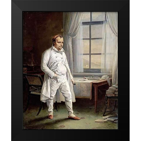 Napoleon On St. Helena Black Modern Wood Framed Art Print by Steuben, Charles Auguste