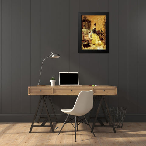 The New Dress Black Modern Wood Framed Art Print by Stevens, Alfred
