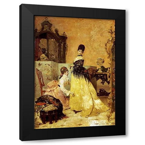 The New Dress Black Modern Wood Framed Art Print by Stevens, Alfred