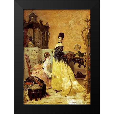 The New Dress Black Modern Wood Framed Art Print by Stevens, Alfred