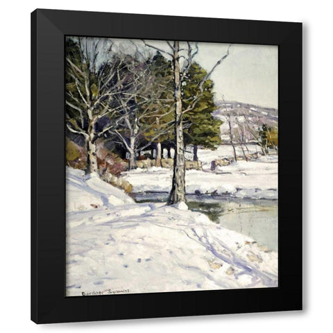 The Old Stone Wall Black Modern Wood Framed Art Print with Double Matting by Symons, George Gardiner