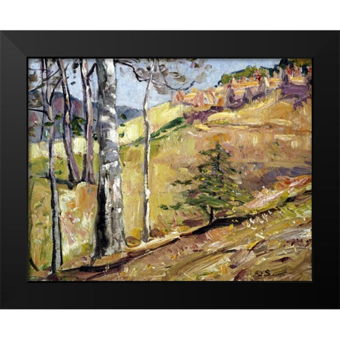 Spring Hillside Black Modern Wood Framed Art Print by Symons, George Gardiner