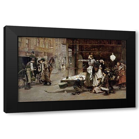 Sisters Black Modern Wood Framed Art Print by Tayler, Albert Chevallier