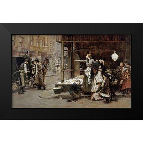 Sisters Black Modern Wood Framed Art Print by Tayler, Albert Chevallier