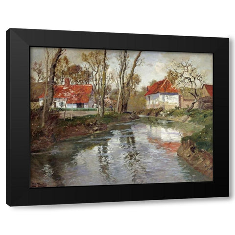 The Dairy at Quimperle Black Modern Wood Framed Art Print by Thaulow, Fritz