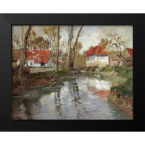 The Dairy at Quimperle Black Modern Wood Framed Art Print by Thaulow, Fritz