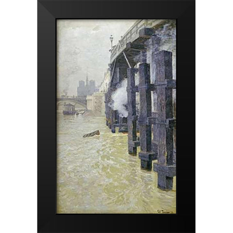 The Seine In December Black Modern Wood Framed Art Print by Thaulow, Fritz