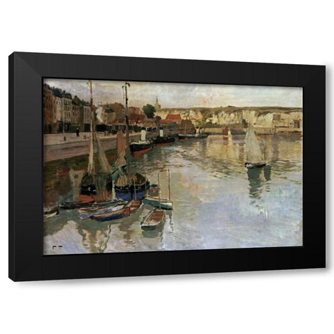 Dieppe Black Modern Wood Framed Art Print by Thaulow, Fritz