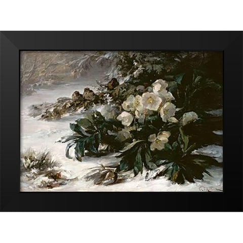 The First Snow of Winter Black Modern Wood Framed Art Print by Thurner, Gabriel Edouard