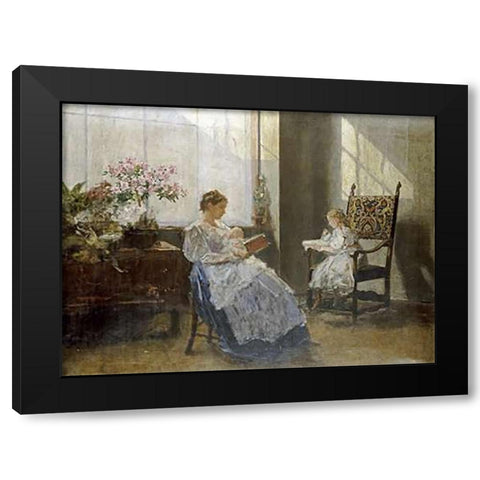 Mrs Leopoldine Masarai Black Modern Wood Framed Art Print with Double Matting by Tichy, Hans