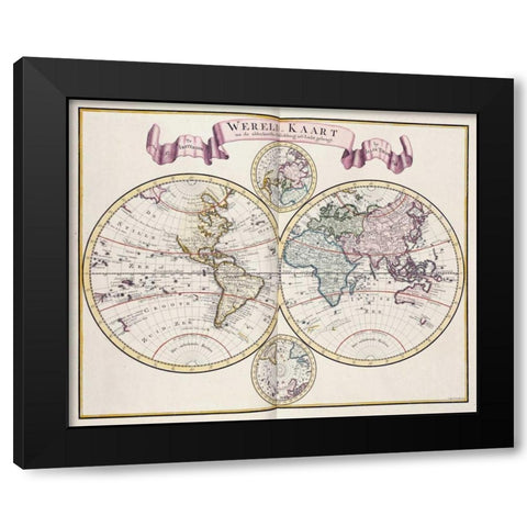 Nieue Hand-Atlas Black Modern Wood Framed Art Print with Double Matting by Tirion, Isaak