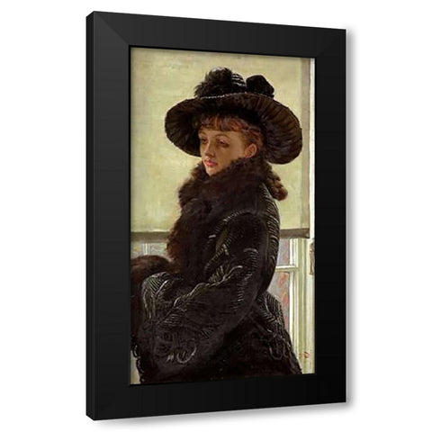 Mavourneen, Portrait of Kathleen Newton Black Modern Wood Framed Art Print with Double Matting by Tissot, James Jacques