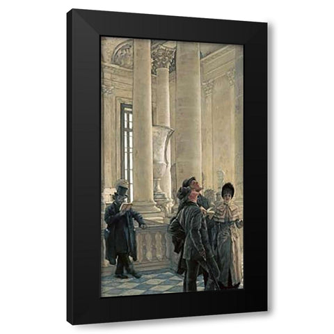 The North Stairs at The Louvre Black Modern Wood Framed Art Print with Double Matting by Tissot, James Jacques