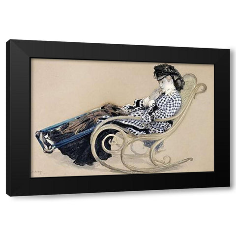 Study For The Last Evening Black Modern Wood Framed Art Print by Tissot, James Jacques