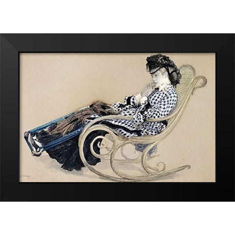 Study For The Last Evening Black Modern Wood Framed Art Print by Tissot, James Jacques