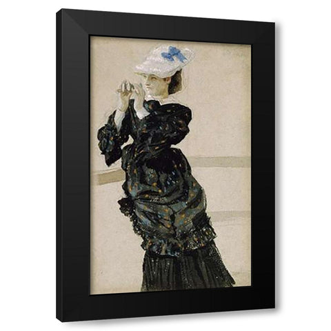 The Captains Daughter Black Modern Wood Framed Art Print with Double Matting by Tissot, James Jacques
