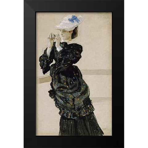 The Captains Daughter Black Modern Wood Framed Art Print by Tissot, James Jacques