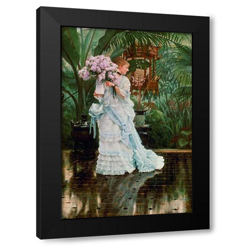 The Bunch of Lilacs Black Modern Wood Framed Art Print by Tissot, James Jacques