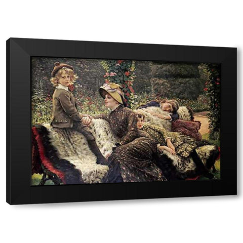 The Garden Bench Black Modern Wood Framed Art Print by Tissot, James Jacques