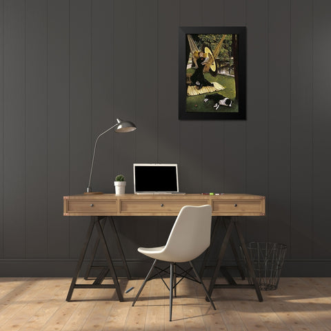 The Hammock Black Modern Wood Framed Art Print by Tissot, James Jacques