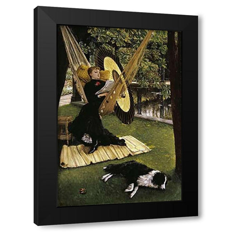 The Hammock Black Modern Wood Framed Art Print by Tissot, James Jacques