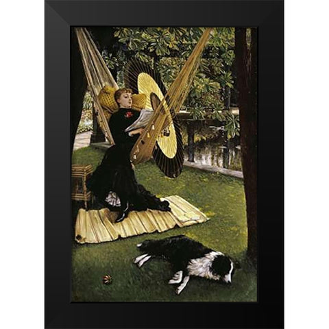 The Hammock Black Modern Wood Framed Art Print by Tissot, James Jacques