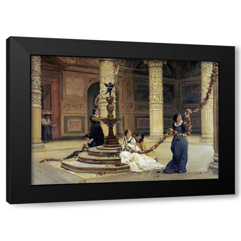 The Morning of The Festival Black Modern Wood Framed Art Print by Topham, Frank Willima Warwick
