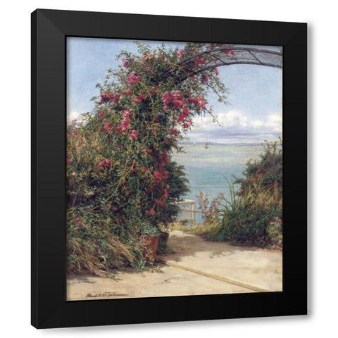 A Garden By The Sea Black Modern Wood Framed Art Print with Double Matting by Topham, Frank Willima Warwick