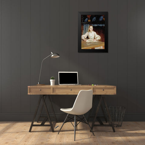The Young Collector Black Modern Wood Framed Art Print by Topham, Frank William Warwick