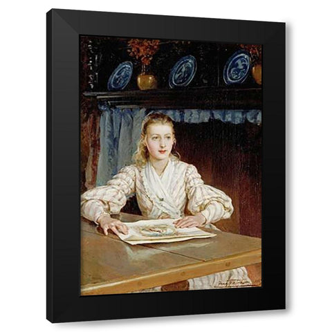 The Young Collector Black Modern Wood Framed Art Print by Topham, Frank William Warwick