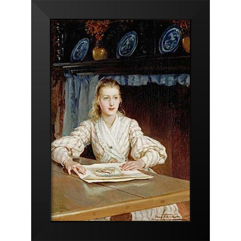 The Young Collector Black Modern Wood Framed Art Print by Topham, Frank William Warwick