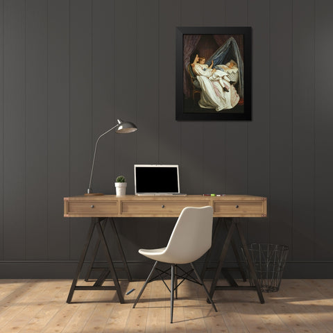 The New Arrival Black Modern Wood Framed Art Print by Toulmouche, Auguste