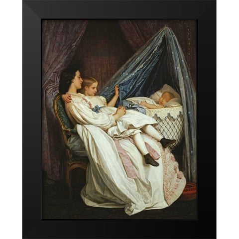 The New Arrival Black Modern Wood Framed Art Print by Toulmouche, Auguste
