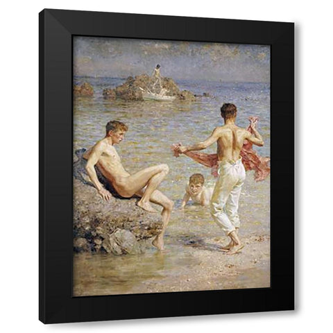 Gleaming Waters Black Modern Wood Framed Art Print by Tuke, Henry Scott
