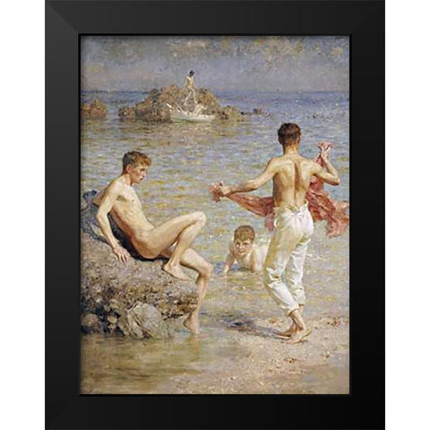 Gleaming Waters Black Modern Wood Framed Art Print by Tuke, Henry Scott