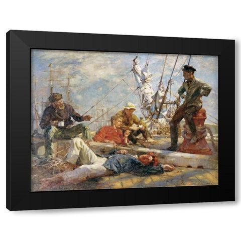 The Midday Rest Black Modern Wood Framed Art Print by Tuke, Henry Scott