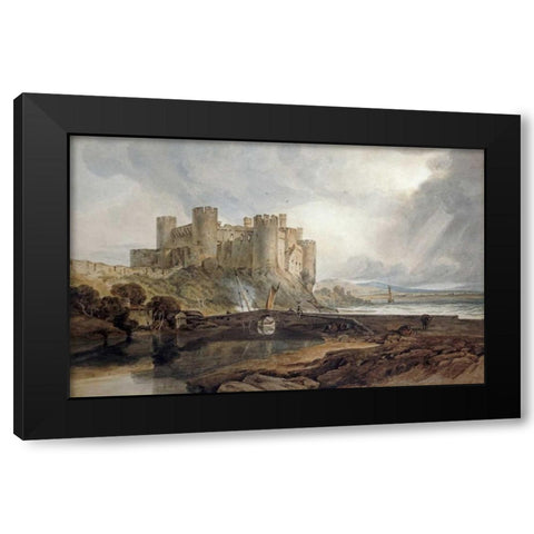 Conway Castle Black Modern Wood Framed Art Print with Double Matting by Turner, Joseph M.W.