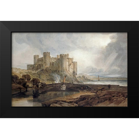 Conway Castle Black Modern Wood Framed Art Print by Turner, Joseph M.W.