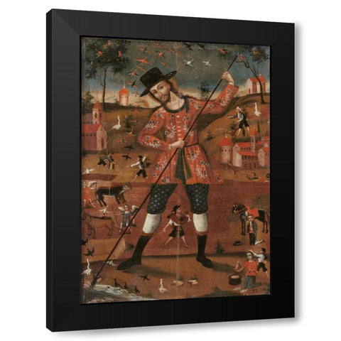San Isidro Labrador Black Modern Wood Framed Art Print by Unknown