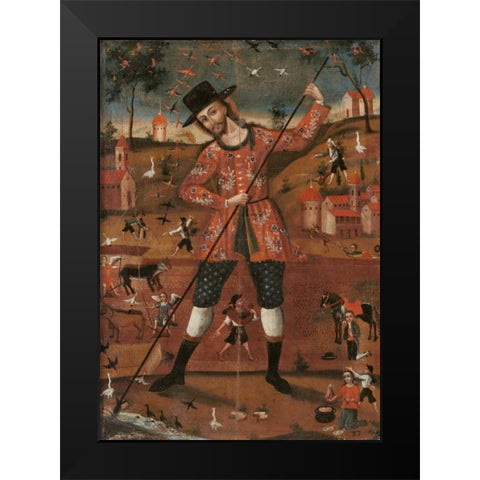 San Isidro Labrador Black Modern Wood Framed Art Print by Unknown