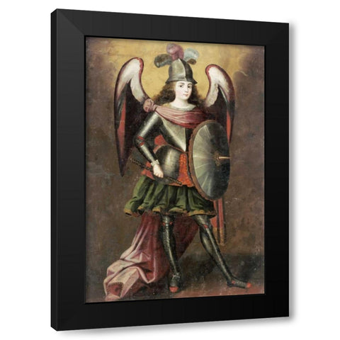 Archangel Michael Black Modern Wood Framed Art Print by Unknown