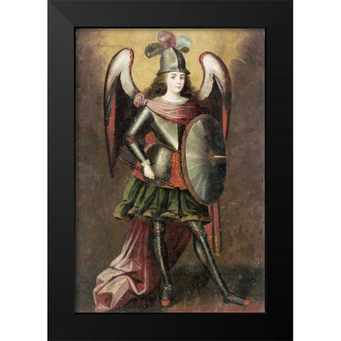 Archangel Michael Black Modern Wood Framed Art Print by Unknown