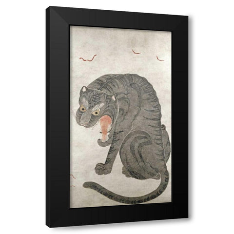 Tiger and Bats Black Modern Wood Framed Art Print by Unknown